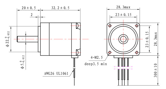 0.67A NEMA 11 Hybrid Stepper Motor 28*28*32mm 80mN.M 0.67A CE ROHS