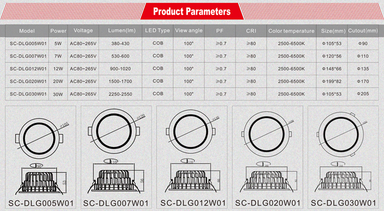 20W LED COB downlight supplier in China