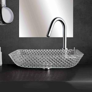Quality 12mm Thick Square Glass Sink Bowl Lavatory Hotel Super Clear Tempered Glass wholesale