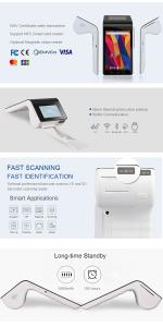Quality Android 7.0 OS Intelligent Mobile Pos Terminal Touch Screen With Barcode Reader wholesale