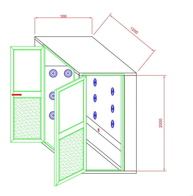 Personal Cleanroom Air Shower With Two-side Blowing for one person, automatic working