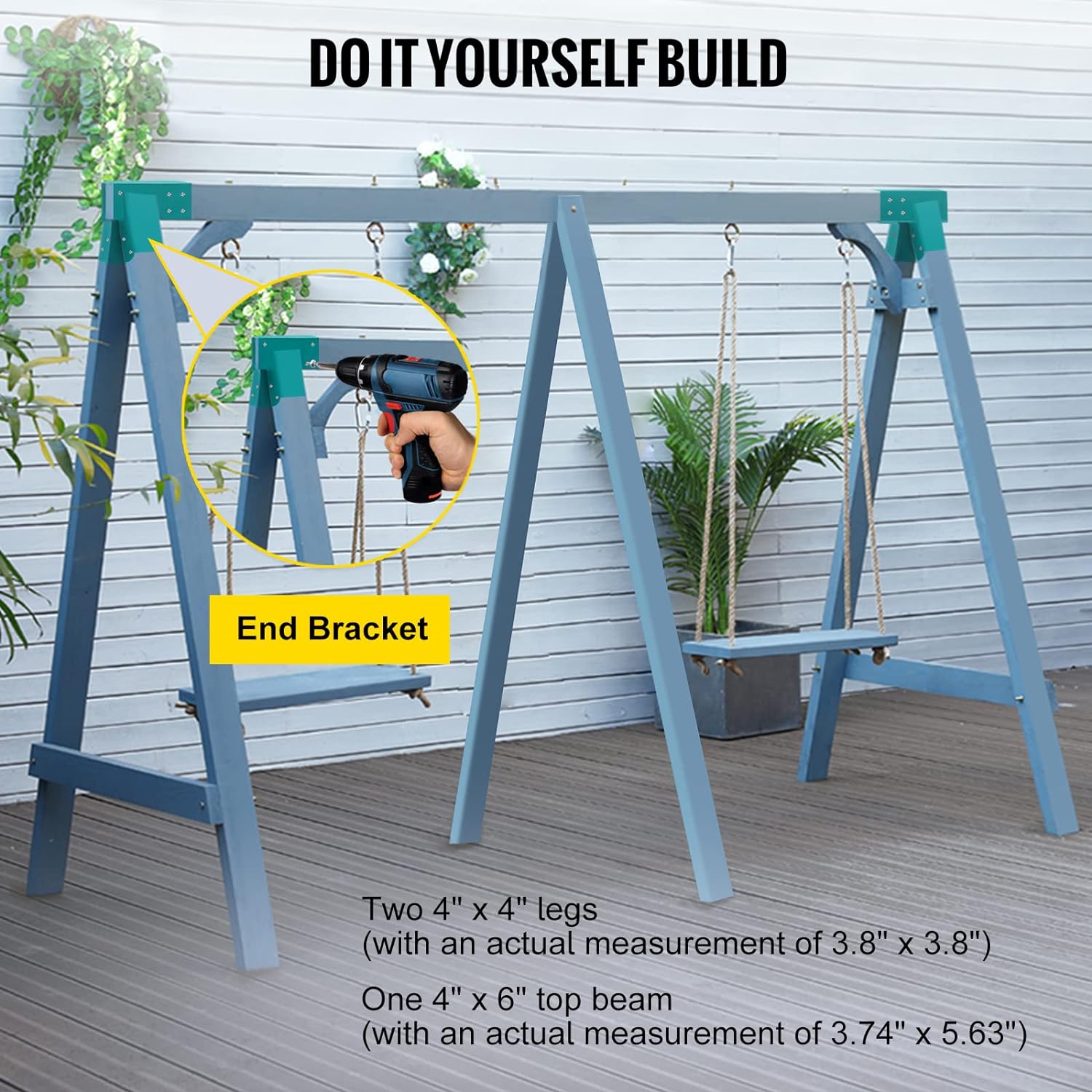 Sturdy Green A-Frame Swing Set Bracket Fits 2 4x4 Legs 1 4x6 Beam - Includes Hardware