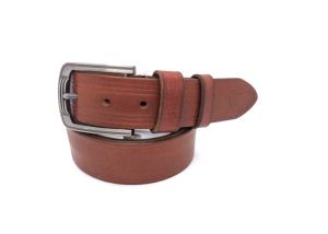 Quality Tan Color Embossed Leather Belt Prong Buckle Adjustable 4.0mm Thick wholesale