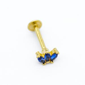 Quality Gold Plated Lip Piercing Labret Stud 316 Stainless Steel 14G 12mm wholesale