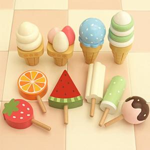Quality Realistic Simulation Wooden Magnetic Ice Cream Toy With Display Stand wholesale