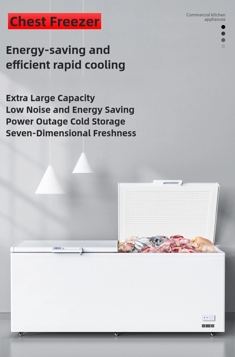 398L~1298L Horizontal Freezer Refrigerator Nice 2-Door White Ice Cream Freezer