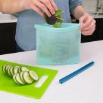 Leakproof Flat Collapsible Grade Reusable Clear Bags Silicone Food Storage Bag