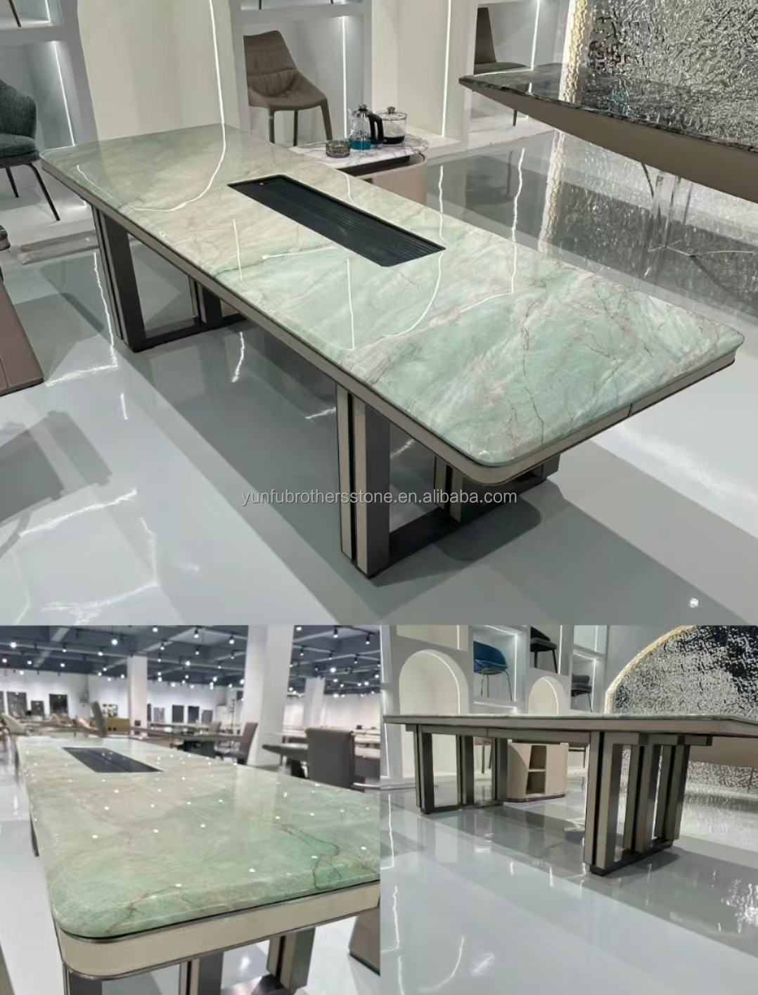 Polished Royal Green Quartzite Natural Green Gaya Marble Big Slab for Coffee Table