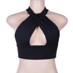 Open Back Sexy Twisted White Halter Neck Wrap Crop Top