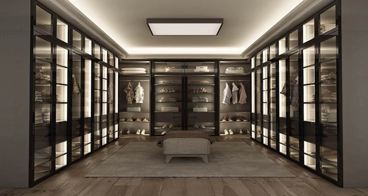 End Black Lacquer Finish Customized Modern Minimalist Design Closets for Bedroom