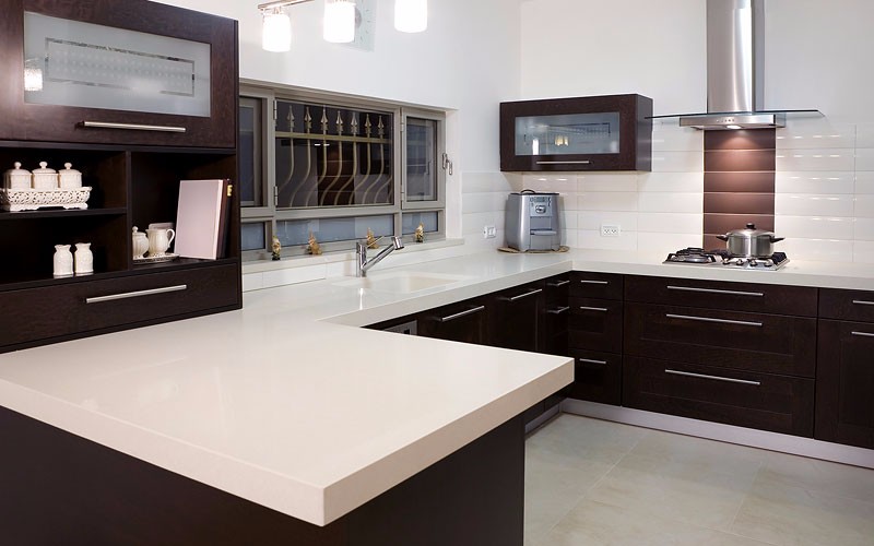 Pure White Solid Stone Countertops For Kitchen Cabinet Quartz Material