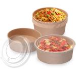 Custom Round 1300ml 1500ml Food Packaging Kraft Salad Paper Bowl With Lid