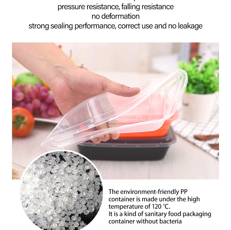 Leak Proof Plastic Food Storage Boxes Disposable Take Away Packaging