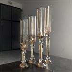 Gold Pillar Wedding Candle Holders Tall 4pcs Set Champagne 40cm