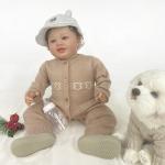 Autumn winter print long-sleeved button baby bodysuit cute bear warm knitted
