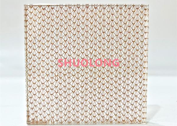 Bronze Glass Laminated Wire Mesh Copper Weave Metal Fabric For Interior