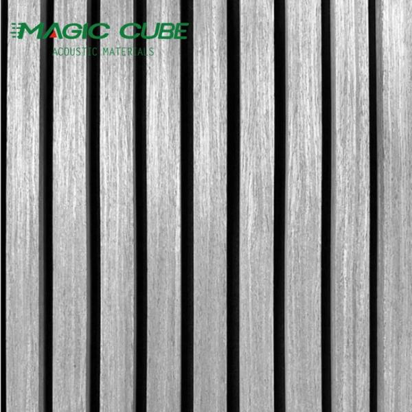 Wrapped Acoustic Slat Wall Panel Sound Absorbing 3 Side Wood Veneer Acoustic