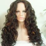 Handtied Kanekalon Fiber Lace Front Wigs Highlight Color Curly Hair Texture