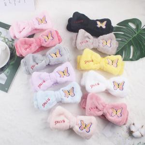 Quality Pink Red Black Wash Face Elastic Hair Band Cute Butterfly Bow Soft Makeup Headband wholesale