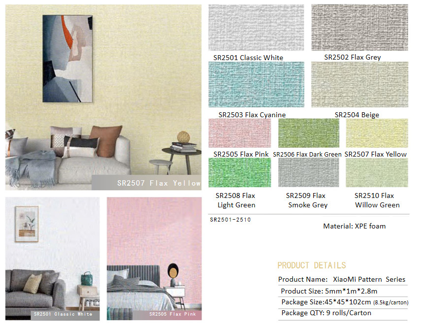 Multiple Colors Odorless Self Adhesive Pe Foam Wallpaper For Home Decoration