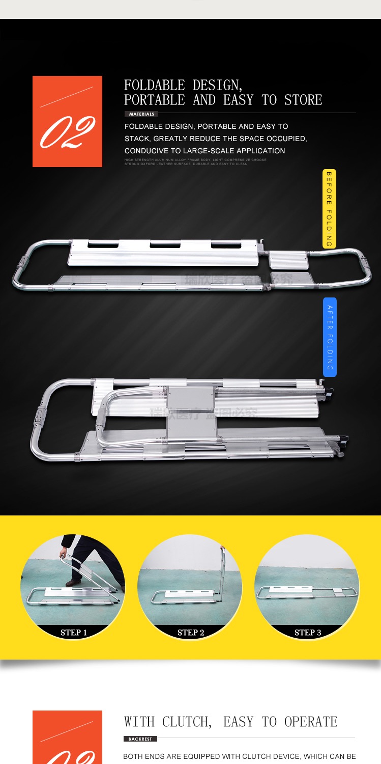 Multifunctional Ambulance Scoop Stretcher For Spinal Immobilization Foldable