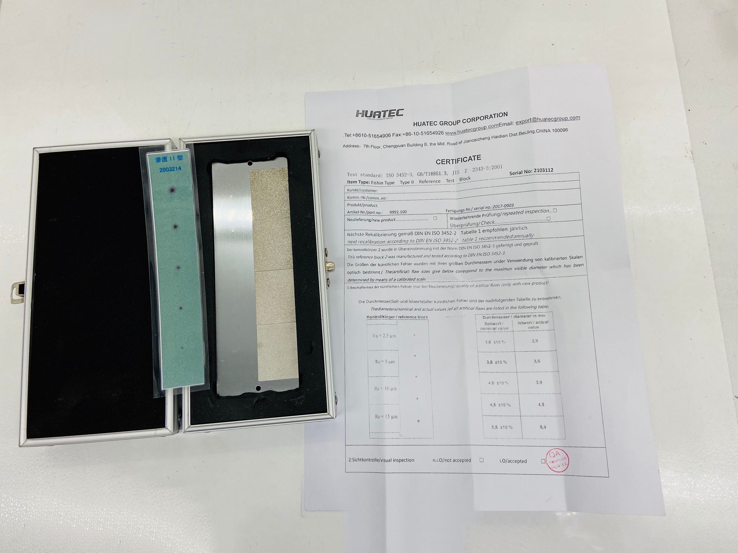Type II Penetrant Testing EN 10204 ISO 3452-3 ISO Chrome Plating Cracked Dye Panels