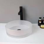 Acid Matt Glass Vessel Basins Bathroom Vanity 12mm High End Crystal Diamond