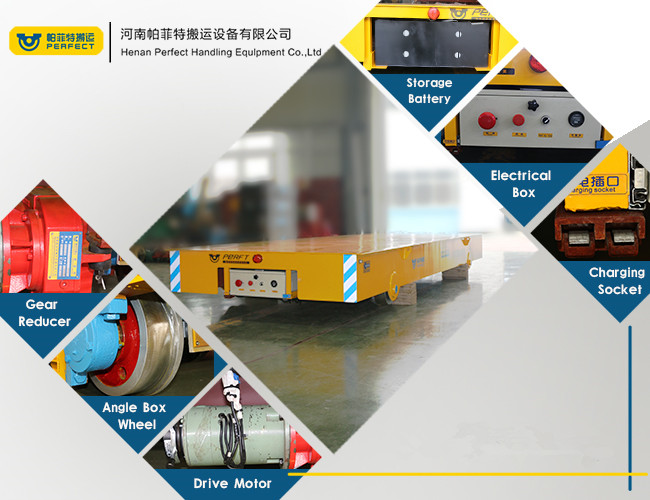 Heavy Load Steel Rail Wheels Heavy Duty Industrial Carts Motorized Transfer Trolley