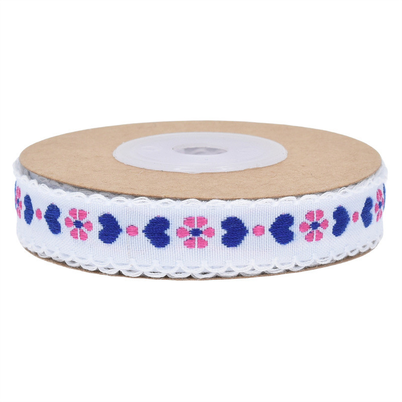 Jacquard 12mm Floral Wired Ribbon ISO14001 Vintage Floral Ribbon