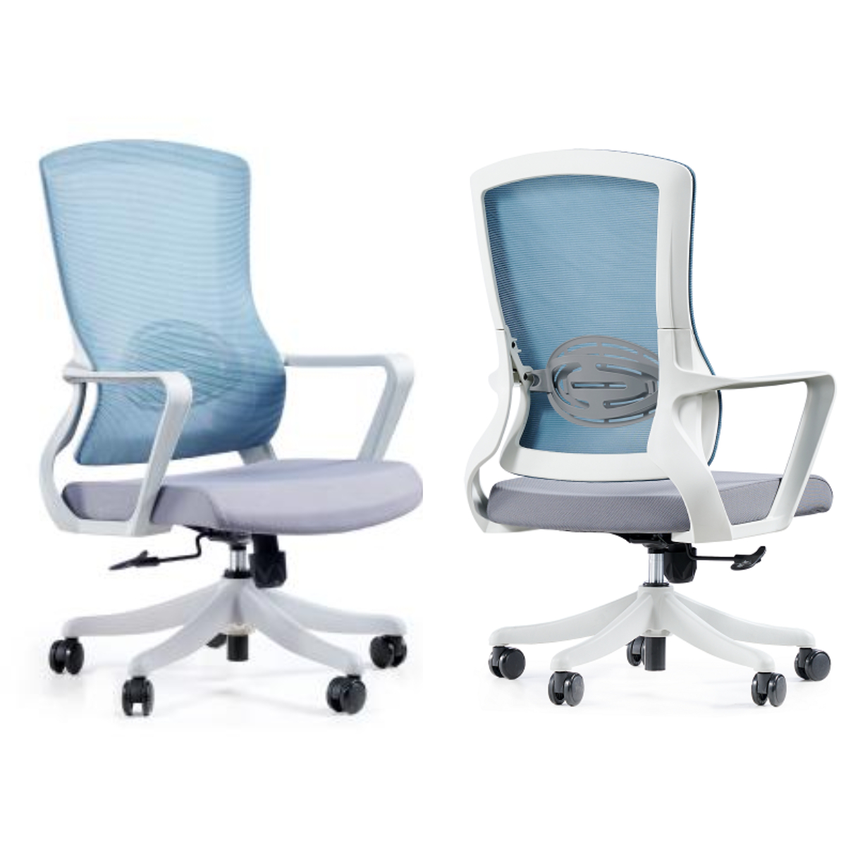 Adjustable Height Mid Back Staff Swivel Mesh Office Chair with Solid Wood Legs Armrest
