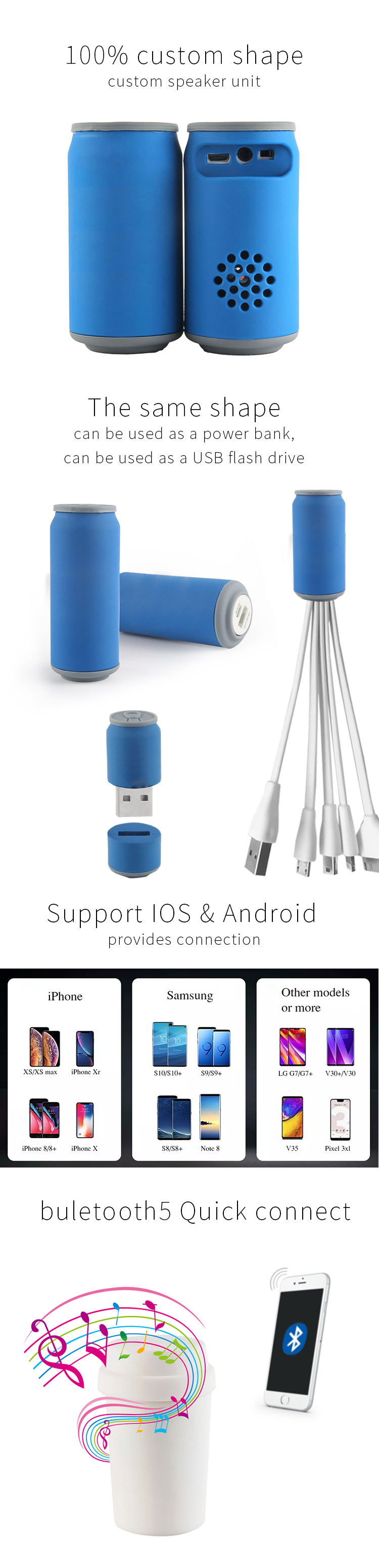 Customized PVC Portable Bluetooth Speaker with High Voice Quality
