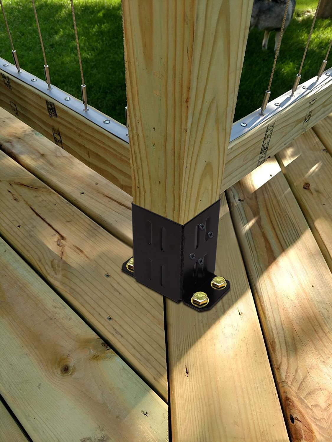 Inner Size 3.6"x3.6" Post Base Brackets Heavy Duty Powder-Coated Post Anchor Matte Black Wood Post Brackets