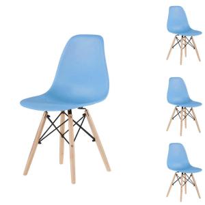 Quality Blue 4pc Plastic Dining Chair Sets 32.28in Height Wood Leg wholesale