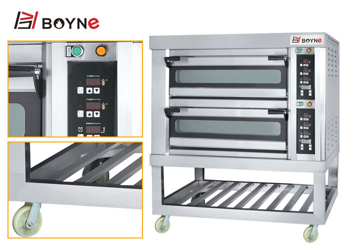 Commercial Stainless Steel Microcomputer Two Deck Four Trays 20-400°C Electrci Oven