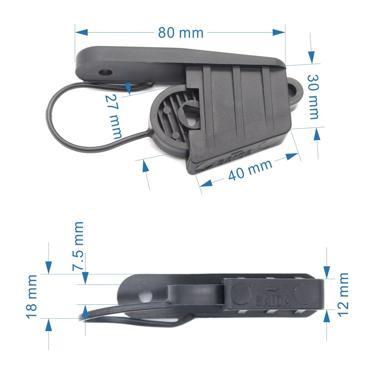 Black Fiber Optic Drop Wire Cable Retractor by Tensor Telmex for Telecom Construction