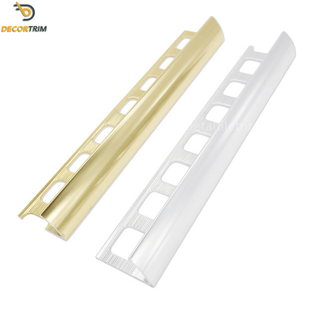 11mm Shiny Gold Metal Tile Trims Round Edge For Decoration Protection