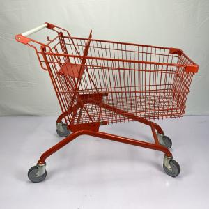 Quality Large Capacity 180L Steel Shopping Cart European Style Red Custom Shopping Trolley Cart wholesale