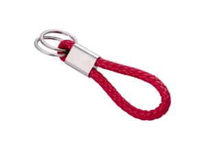 Quality 10mm PU Braided Leather Key Chains Debossing Logo Car Key Ring Holder wholesale