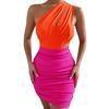 Ladies Sleeveless Elegant Summer Dresses Customized One Shoulder Mini Dresses