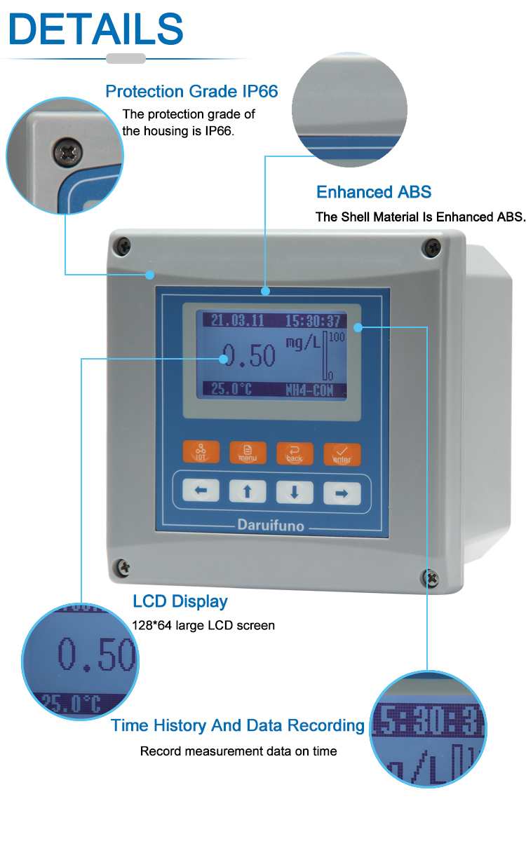 IP66 OTA RS485 NH4-N Transmitter For Sewage Controller For Industrial Wastewater