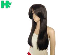 Quality Adult 22 Inch Black Long Synthetic Wigs / Natural Hairline Full Lace Wigs wholesale