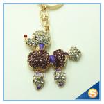 Novelty Custom Cartoon Dog Rhinestone Animal Key Ring Metal Charm Pendant Key
