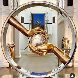 Quality Hand Polished Mirror Stainless Steel Guarding The Earth Sculptures wholesale