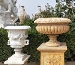 Outdoor Marble planter stone carved flowerpot sculpture,garden stone garden