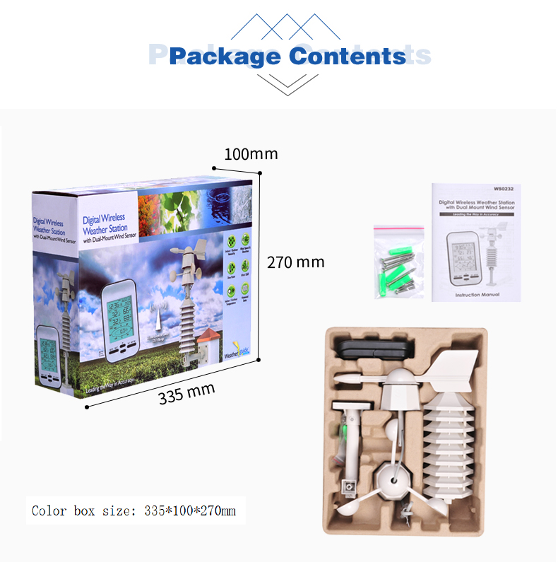 Outdoor Wireless Weather Station Temperature Humidity Wind Direction And Speed Sensor
