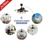 1stshine Black Traditional PC Hidden Blades Ceiling Fan with Remote 2- Lighting