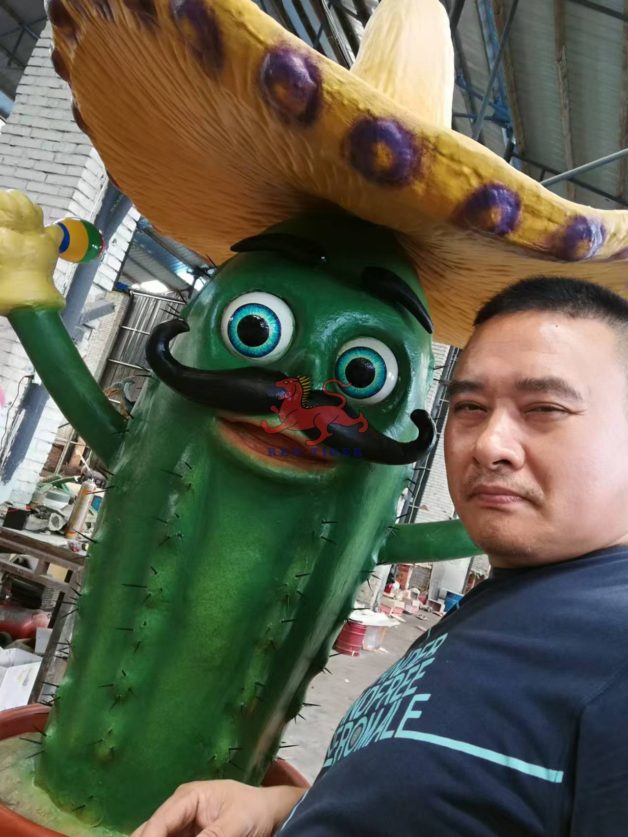 Infrared Sensor Theme Park Cartoon Animatronic Plant Cactus