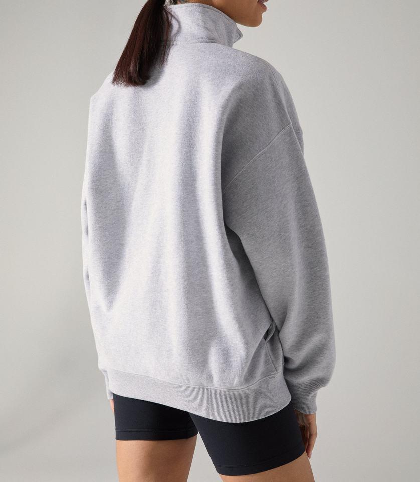 Customized Cotton Half Zip Pullover Sweatshirt Blank Oversized Long Sleeve Sweatshirt Women Hoodie