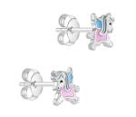 8*10mm Safely Enamel Colors Magical Unicorn 925 Sterling Silver Stud Children