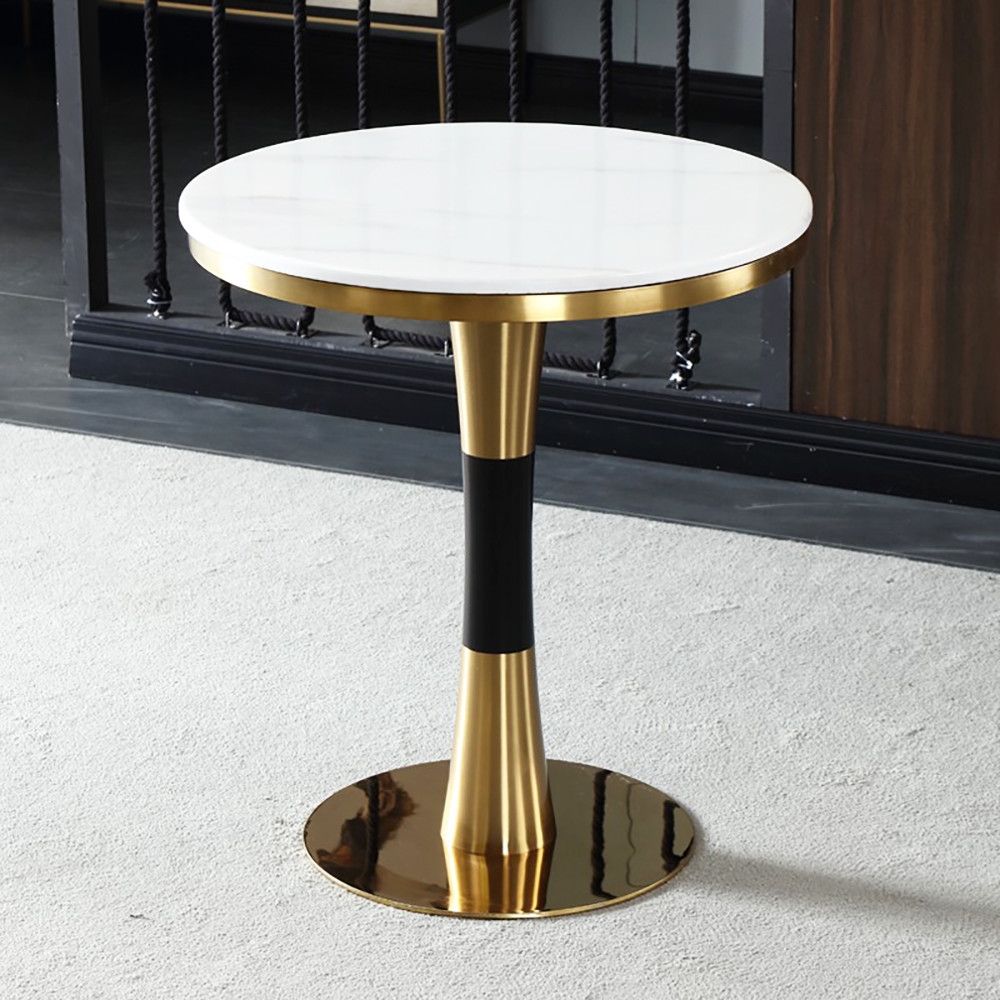Round Negotiation Table Marble Top Stainless Steel Construction